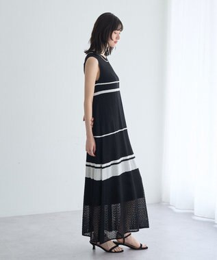 YECCA VECCA 【尾崎紗代子さん着用】透かし編みニットワンピース Black
