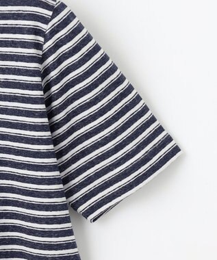 JOSEPH ABBOUD 【リネン素材/清涼感/吸水速乾】リネン天竺ボーダー Ｔシャツ ネイビー系2