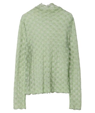 earth music&ecology ハイネックシアーフラワーインナー Mint Green