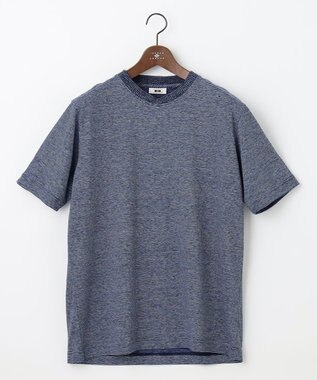 JOSEPH ABBOUD 【リネン素材/清涼感/吸水速乾】リネン天竺ボーダー Ｔシャツ サックスブルー系1