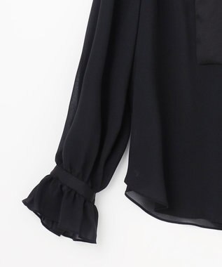 GRACE CONTINENTAL シアーラッフルカラーブラウス ブラック