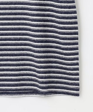 JOSEPH ABBOUD 【リネン素材/清涼感/吸水速乾】リネン天竺ボーダー Ｔシャツ ネイビー系2