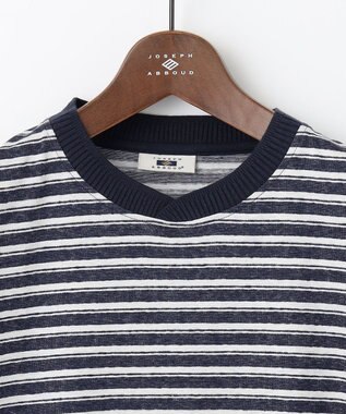 JOSEPH ABBOUD 【リネン素材/清涼感/吸水速乾】リネン天竺ボーダー Ｔシャツ ネイビー系2