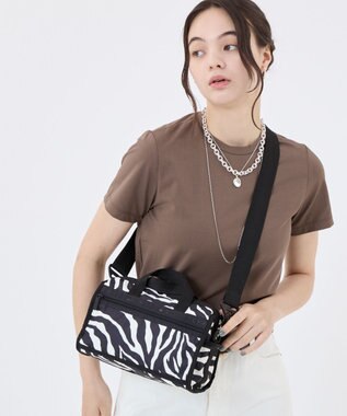 LeSportsac MINI DUFFEL CROSSBODY/クリームブラックゼブラ