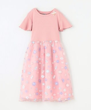 ANY KIDS 刺繍チュールワンピース ピンク