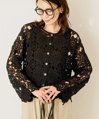 AMERICAN HOLIC トーションレースカーディガン Black