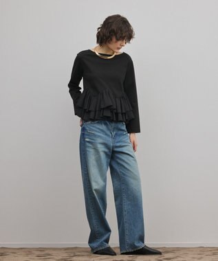 GRACE CONTINENTAL タフタフリルカットトップ ブラック