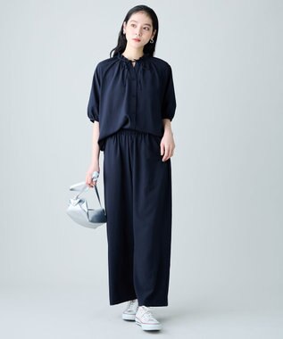 ANY 楽映えストレートパンツ ネイビー