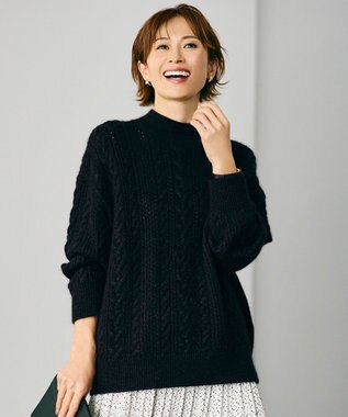 自由区 L 【SHIHOさん着用】ラメフォックスケーブル ニット