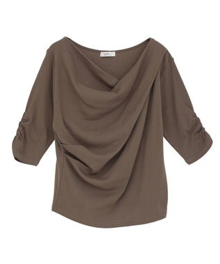 earth music&ecology ドレープデザインカットソー Brown