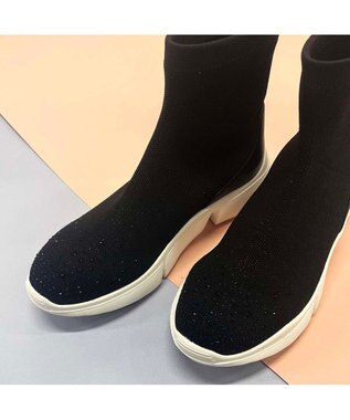 MODE ET JACOMO <MODE ET JACOMO>ハイカットニットスニーカー ブラック