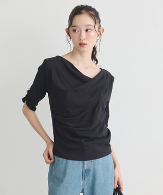 earth music&ecology ドレープデザインカットソー Black