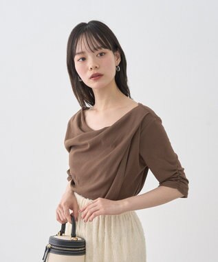 earth music&ecology ドレープデザインカットソー Brown