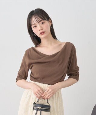 earth music&ecology ドレープデザインカットソー Brown