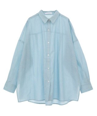 Green Parks 綿麻混レギュラーカラーＢＩＧシルエットシャツ Sax