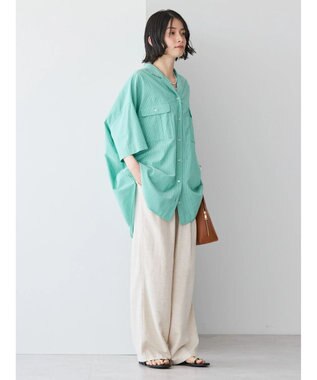 AMERICAN HOLIC 接触冷感＋ＵＶカットＷポケットＢＩＧシャツチュニック Stripe