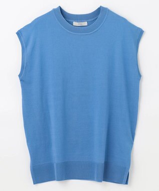 ANY 【洗濯機可】フレンチスリーブニットプルオーバー ブルー