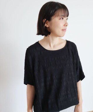 Green Parks ドロスト表面感プルオーバー Black