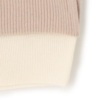 BEIGE， 【洗える】POMPE / ウールカシミヤ配色リブクルーネック Taupe×Ecru