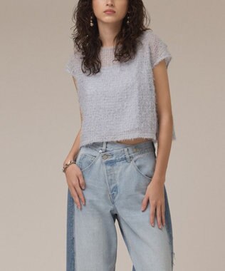 GRACE CONTINENTAL バックフレアチュールトップ ブルー