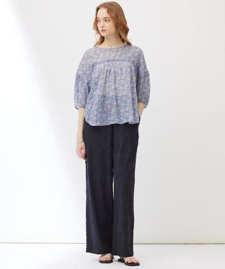 23区 【Indian Factory】フラワーエンブロイダリー ワイドパンツ ネイビー系