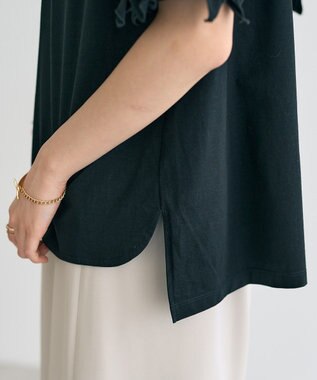 YECCA VECCA UVカットフリルスリーブカットソー Black