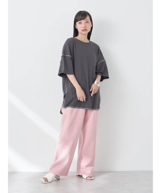 earth music&ecology 配色ステッチチュニックＴ Charcoal Gray