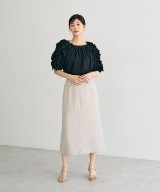 YECCA VECCA UVカットフリルスリーブカットソー Black