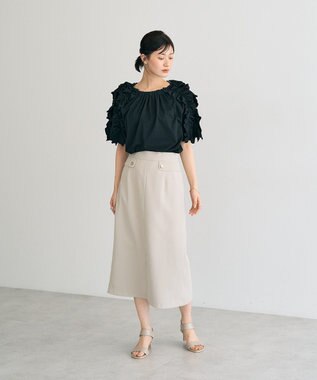 YECCA VECCA UVカットフリルスリーブカットソー Black