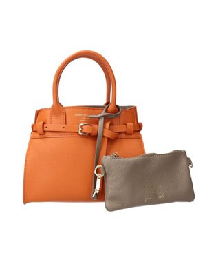 INTER-CHAUSSURES 【Christian Villa】スモールサイズレザーハンドバッグ オレンジ