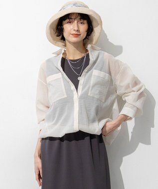 23区 【先行予約/見上愛さん着用】ナイロンコットンシアーボイル ドロストシャツ