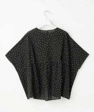自由区 L 【17号サイズまで展開・WEB限定】コットンサッカープリント ブラウス ブラック×ブラウン