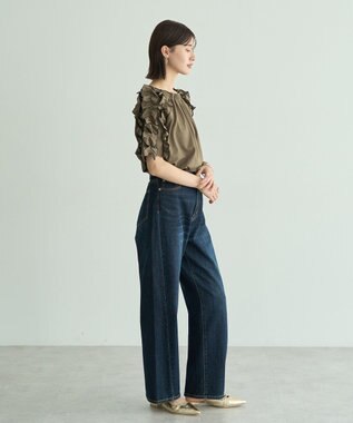 YECCA VECCA UVカットフリルスリーブカットソー Black