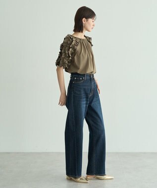 YECCA VECCA UVカットフリルスリーブカットソー Black