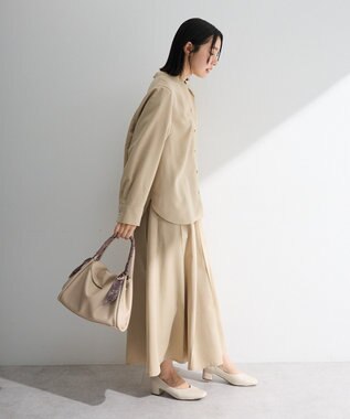 Green Parks ＳＥＴ２点スキッパーブラウス＋プリーツスカート Beige