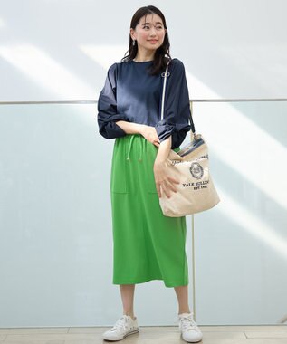 ANY L カットジョーゼットベイカースカート グリーン