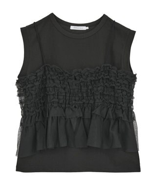 AMERICAN HOLIC 【2点セット】チュールキャミ+ノースリーブT Black