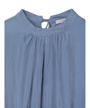CRAFT STANDARD BOUTIQUE 後リボン切替ギャザーチュニックブラウス Blue
