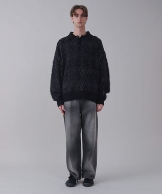 WEGO 【ユニセックス着用ITEM/SMLサイズ展開/ウエスト調整可】バギーデニムパンツ デニムブラック