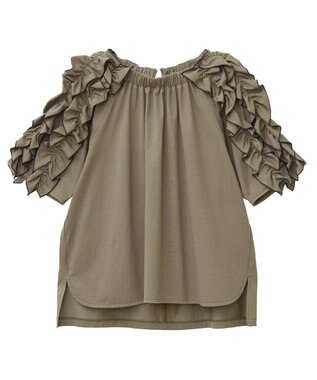 YECCA VECCA UVカットフリルスリーブカットソー Black