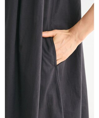 Green Parks インド綿 ノースリーブワンピース Black