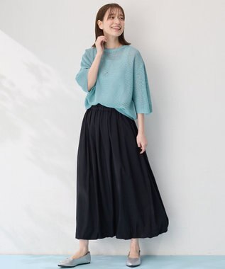 ANY 【洗濯機可/アンチピリング】アイレットメッシュニット サックス