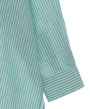 Green Parks 綿麻混レギュラーカラーＢＩＧシルエットシャツ Stripe Green