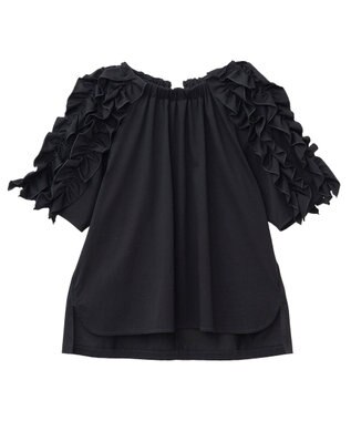 YECCA VECCA UVカットフリルスリーブカットソー Black