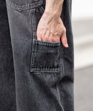 WEGO 【ユニセックス着用ITEM】イージーバレルレッグペインターパンツ デニムブラックソノタ