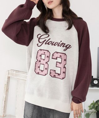 WEGO 【洗える】グラフィックニットBIGプルオーバー 柄12