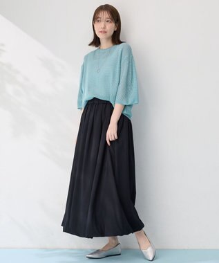 ANY 【洗濯機可/アンチピリング】アイレットメッシュニット サックス