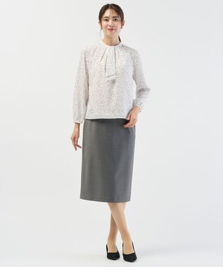 J.PRESS LADIES S 幾何プリント カットソー ホワイトベース系