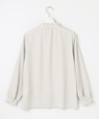 J.PRESS LADIES L 【洗える】ヌーディスバックサテン フリル襟 ブラウス ライトグレー系