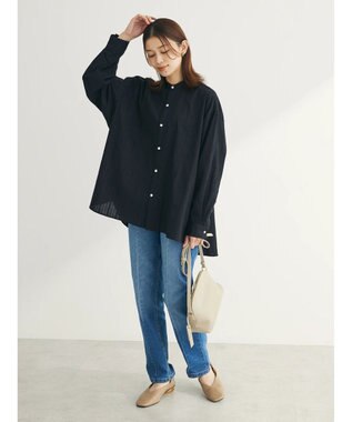 Green Parks カラミバンドカラーシャツ Black